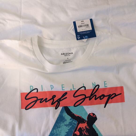 NWT Arizona Jean Co Men's Graphic T-Shirt Large White Summer Casual Tee - Picture 4 of 4